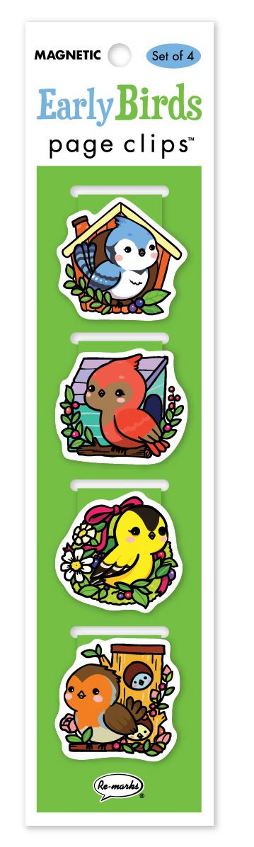 Early Birds Page Clip Bookmarks Set of 4