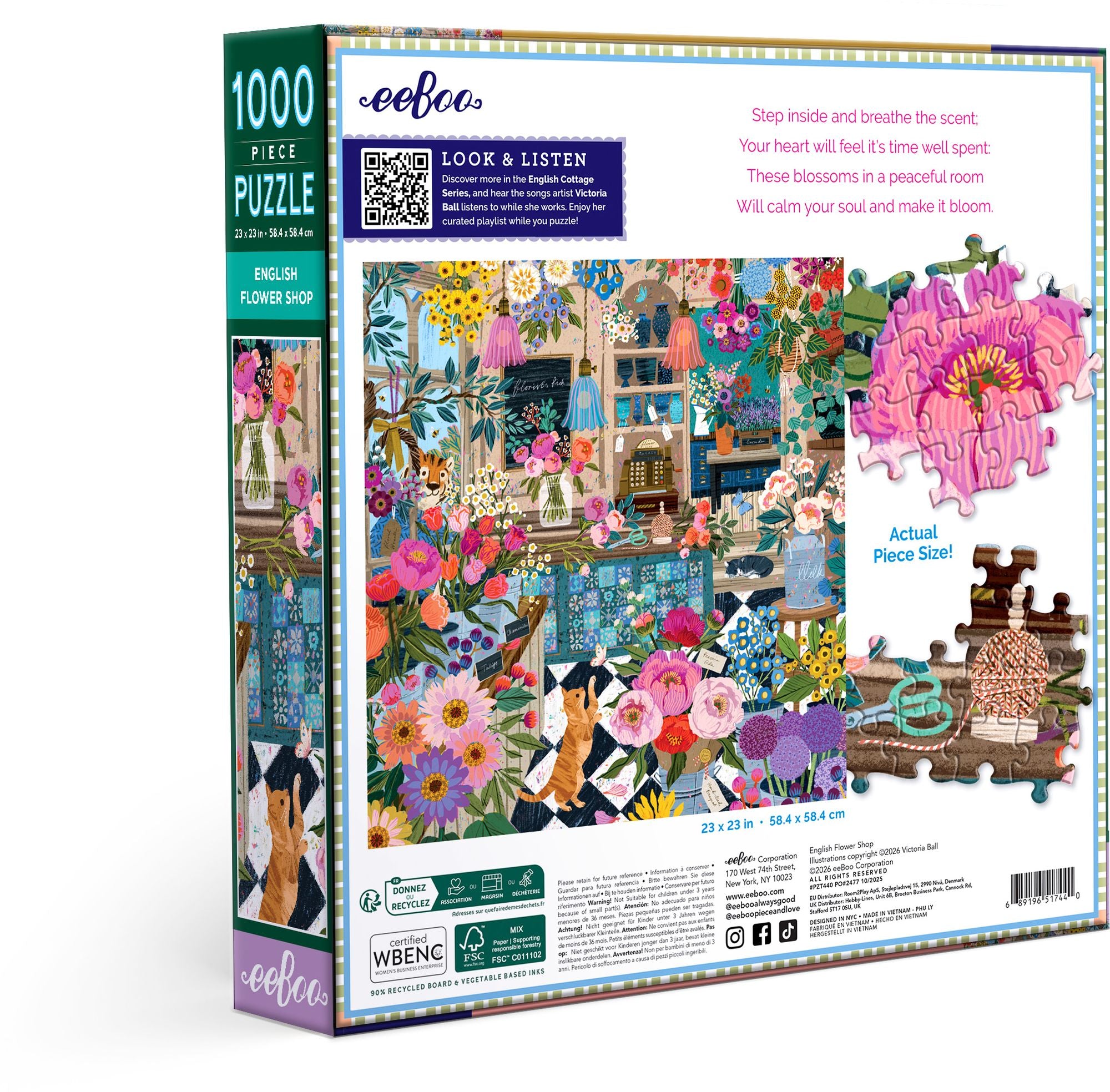 English Flower Shop 1000 Piece Square Puzzle