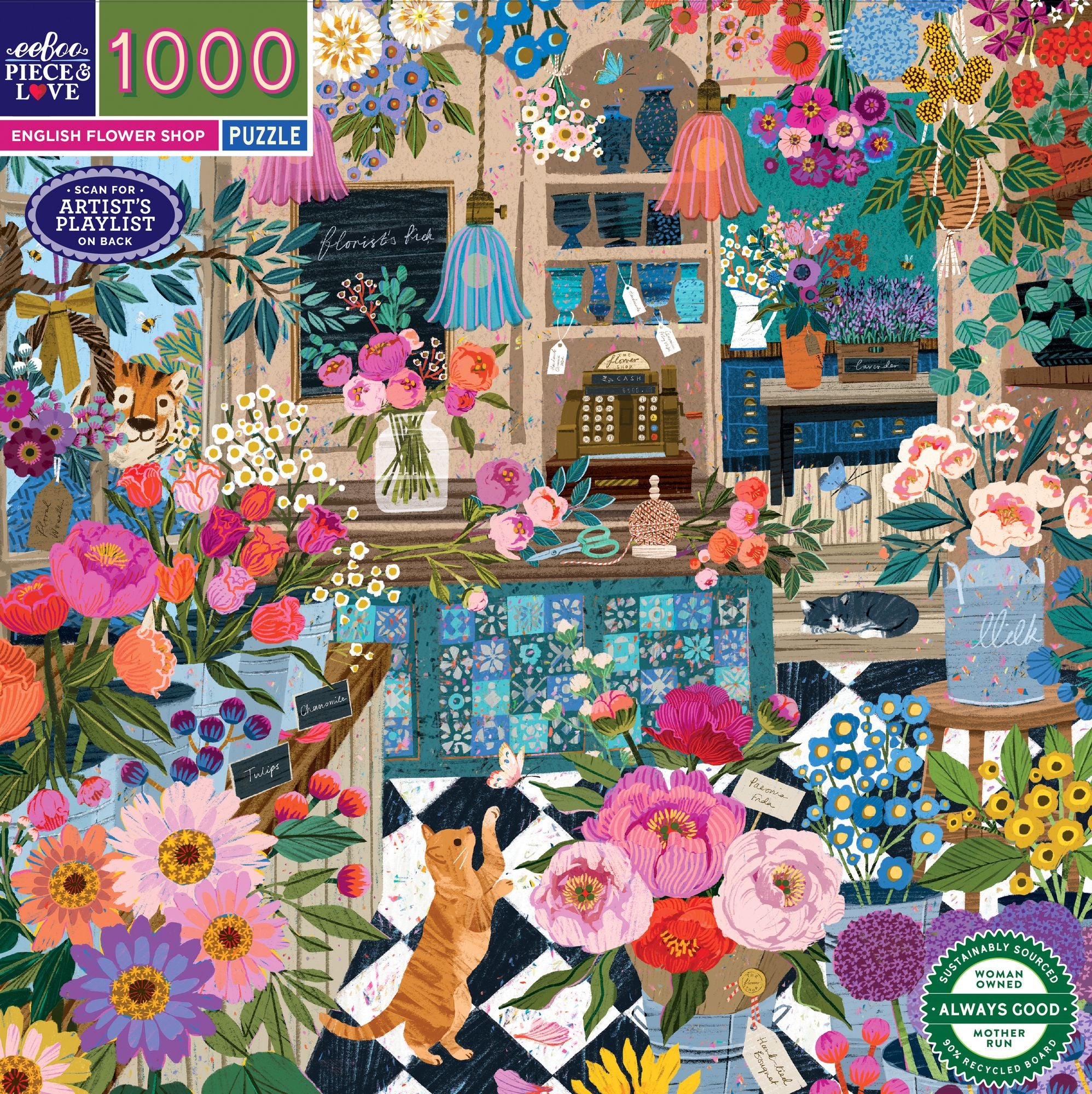 English Flower Shop 1000 Piece Square Puzzle