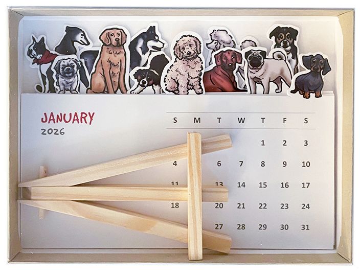 2026 Die Cut Dogs Desk Calendar