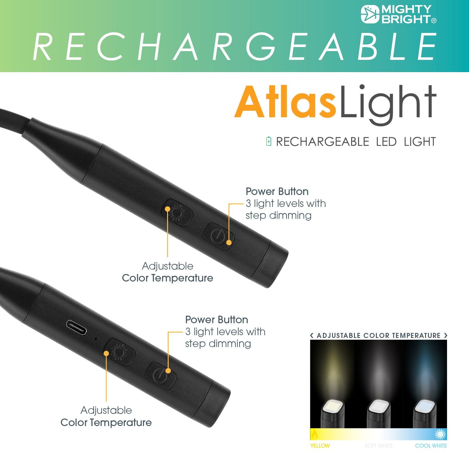 Mighty Bright Rechargeable Atlas Neck Light, Black