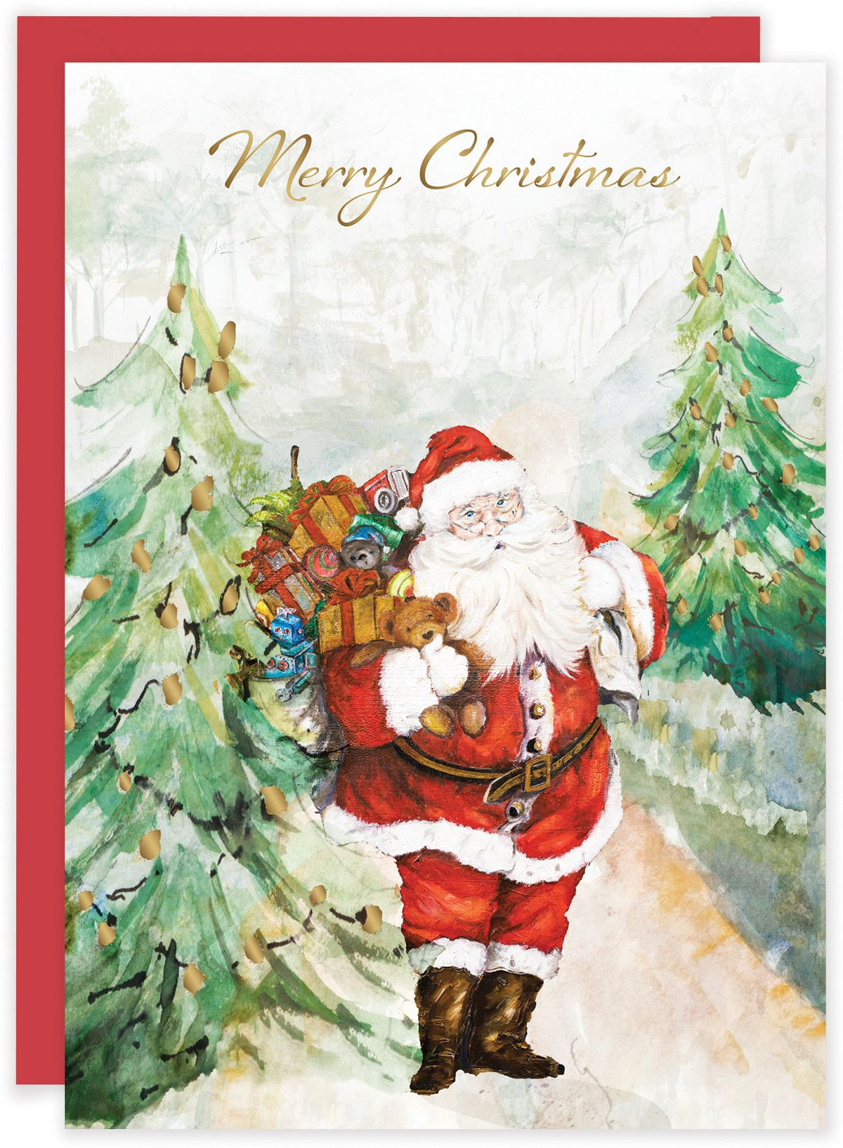 Santa in the Pines Holiday Stationery Set of 14