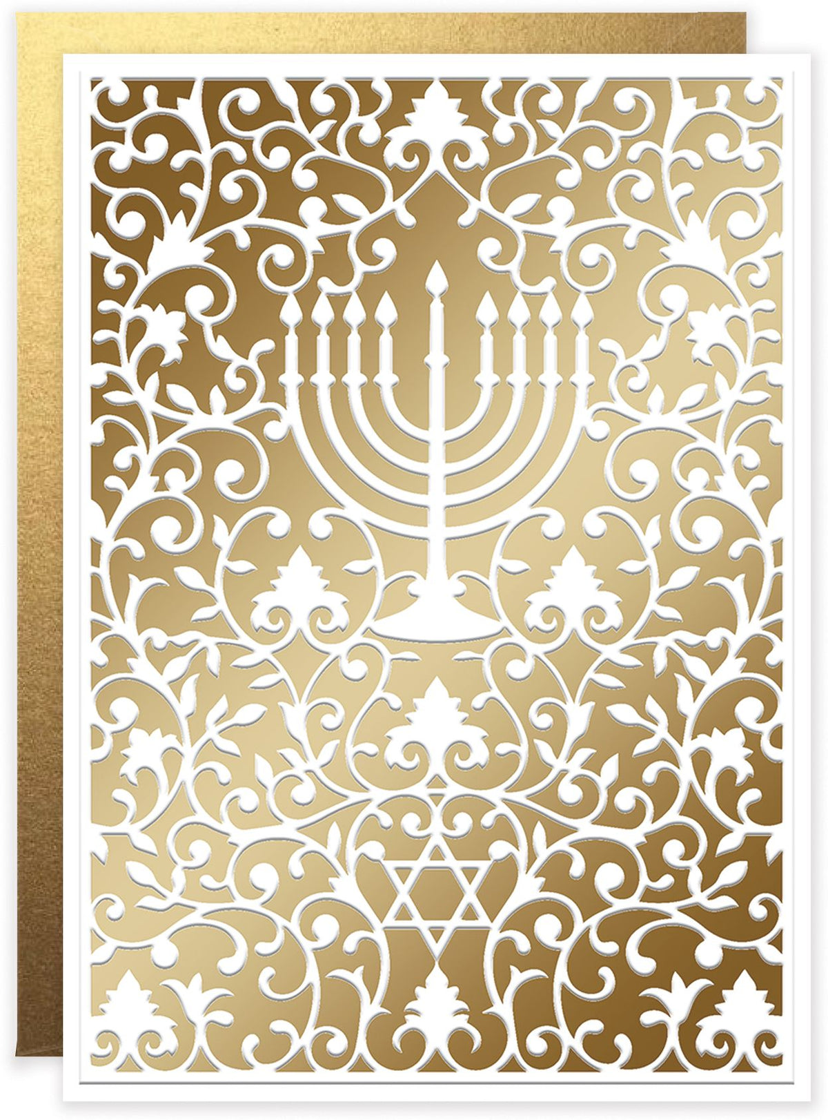 Golden Menorah Holiday Stationery Set of 10
