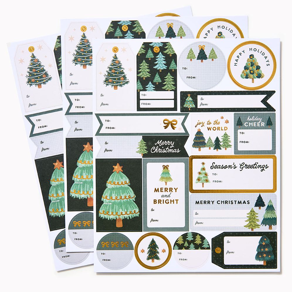 Christmas Trees Adhesive Labels