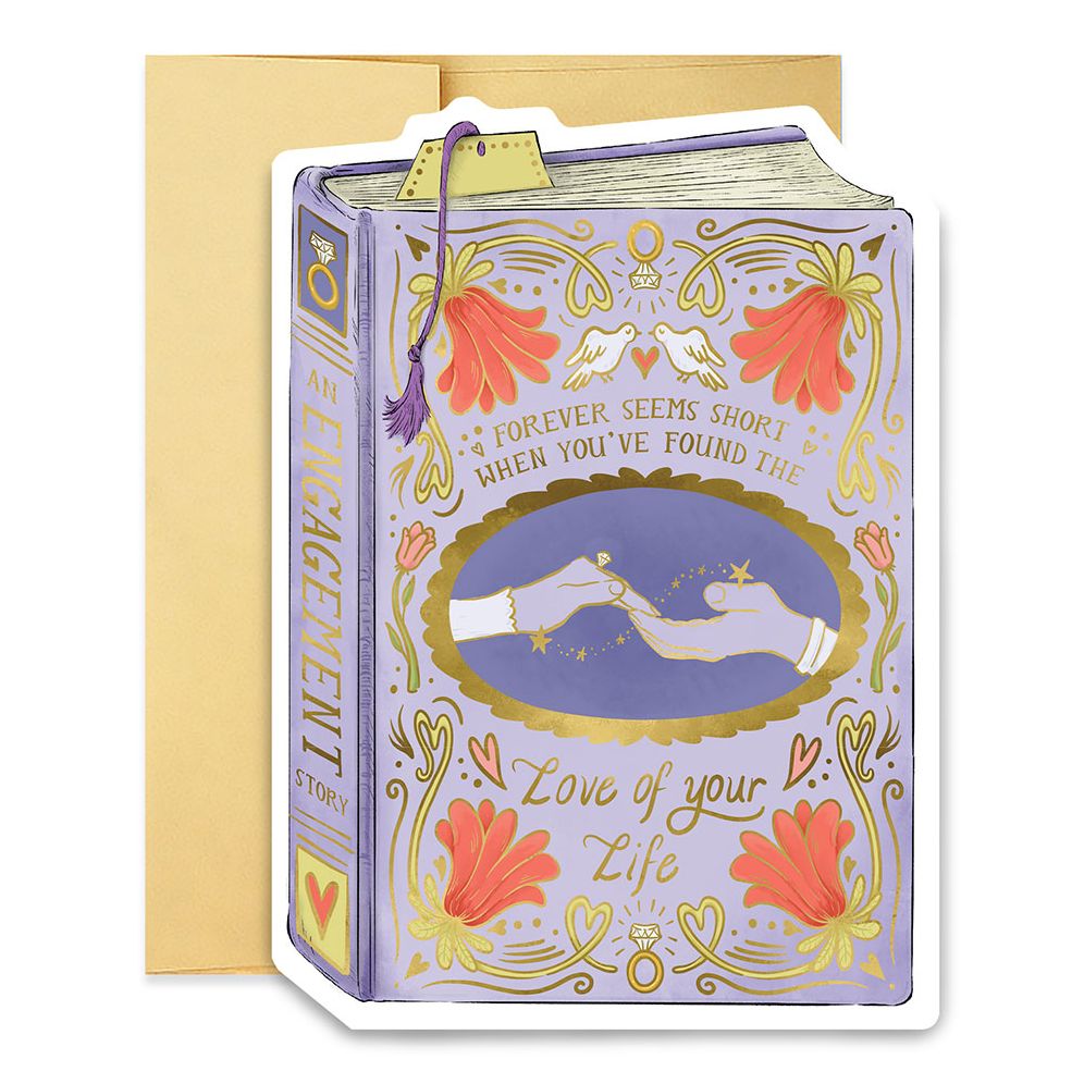 Book Cover Die Cut Engagement Card
