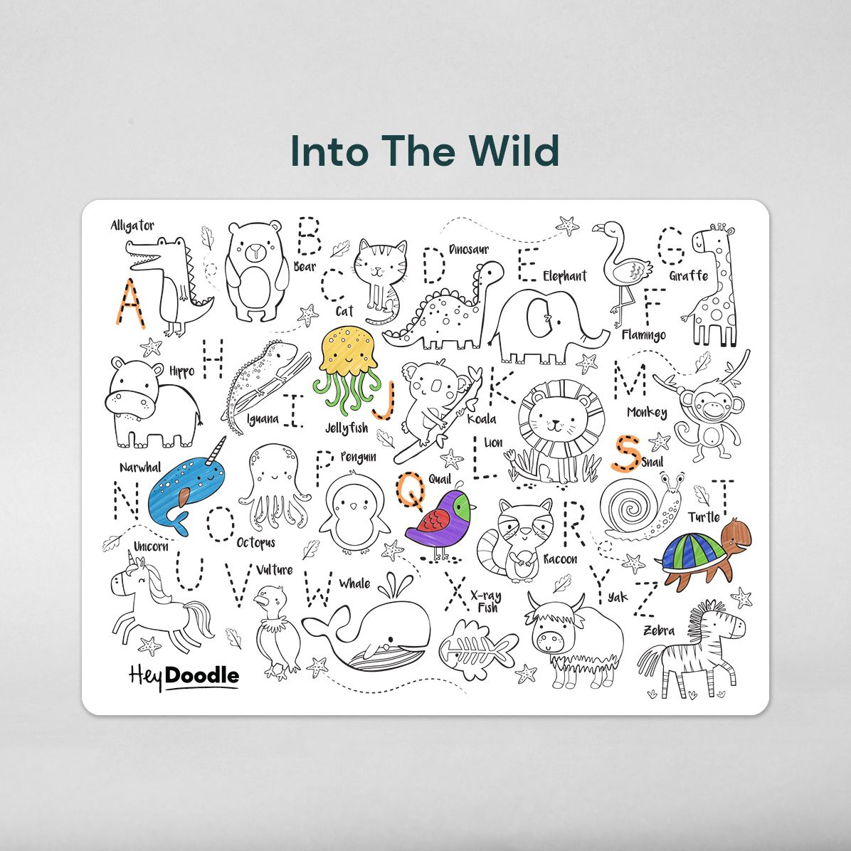 Into The Wild - Reusable silicone A3 mat: A to Z Animals