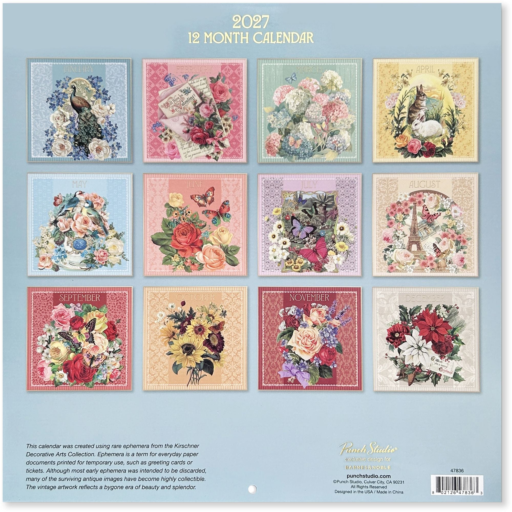 2027 Vintage Ephemera Wall Calendar