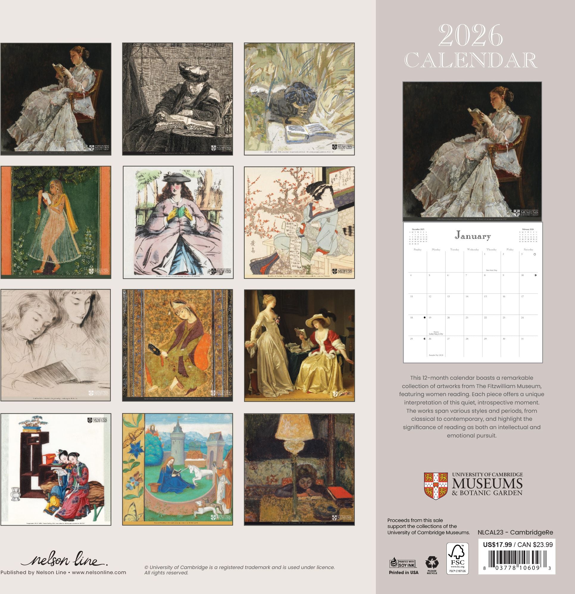 2026 Cambridge 'Women Reading' Wall Calendar