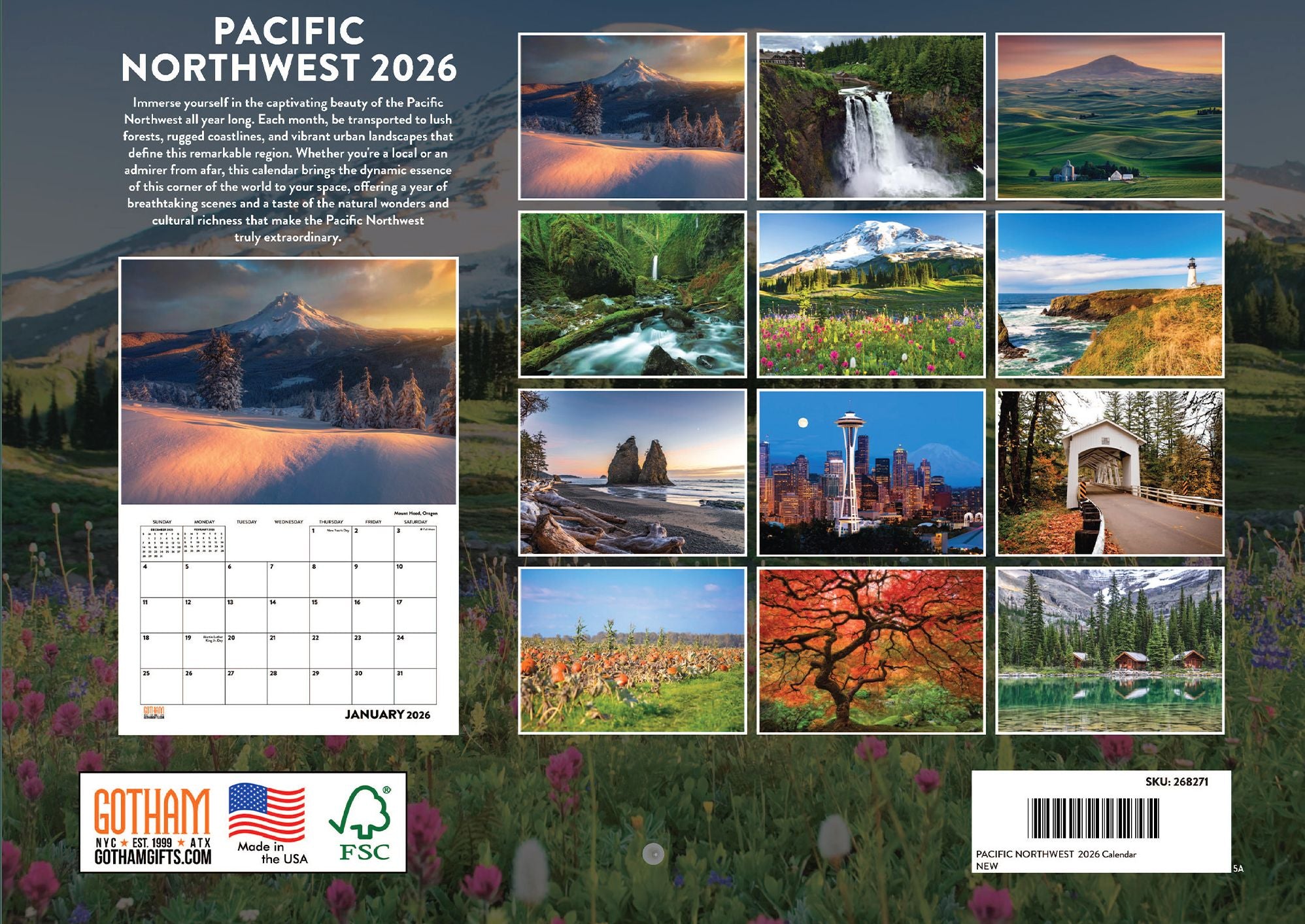 2026 Pacific Northwest Calendar Monthly Wall Calender 12 Month