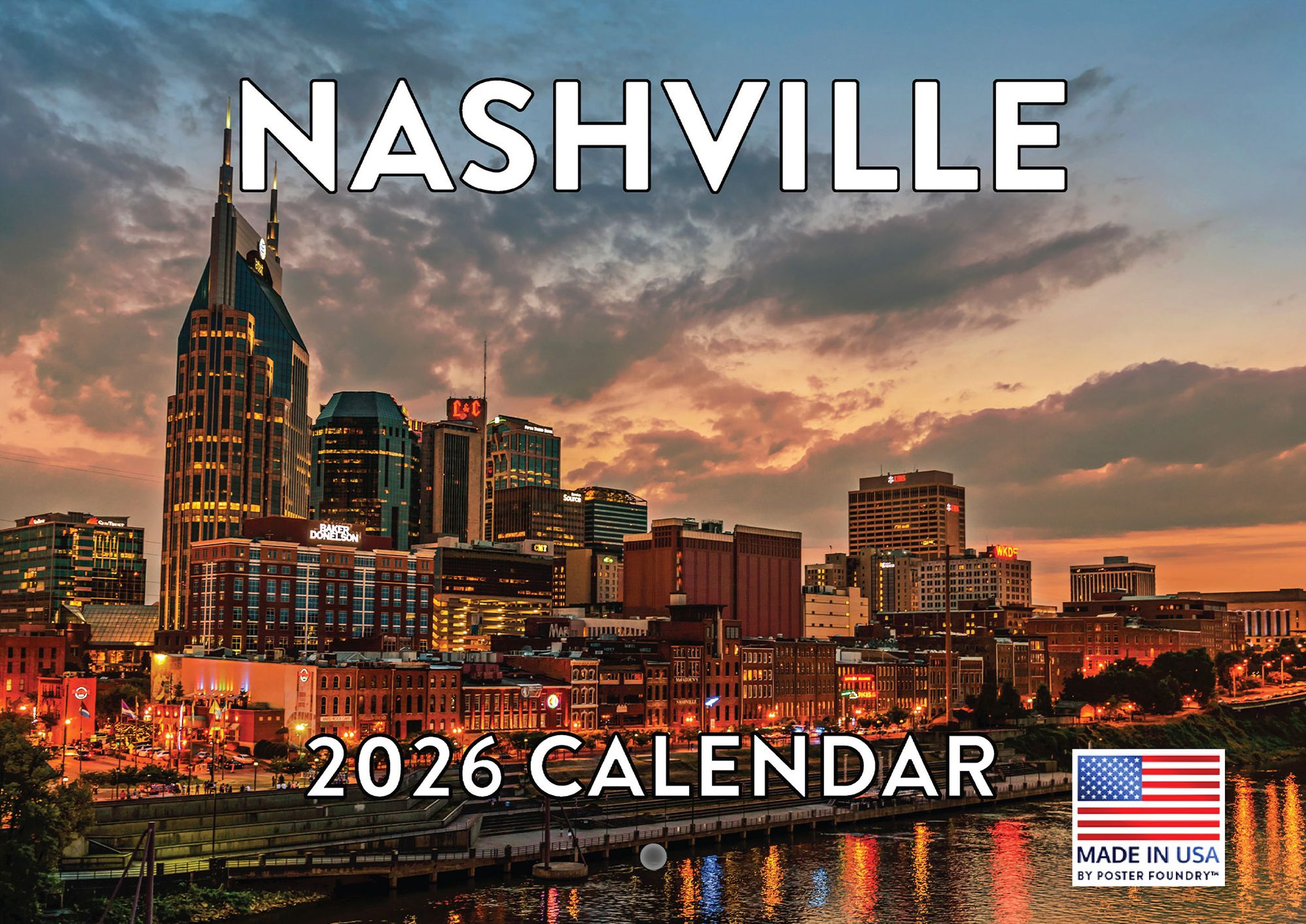 2026 Nashville Calendar Monthly Wall Calender 12 Month