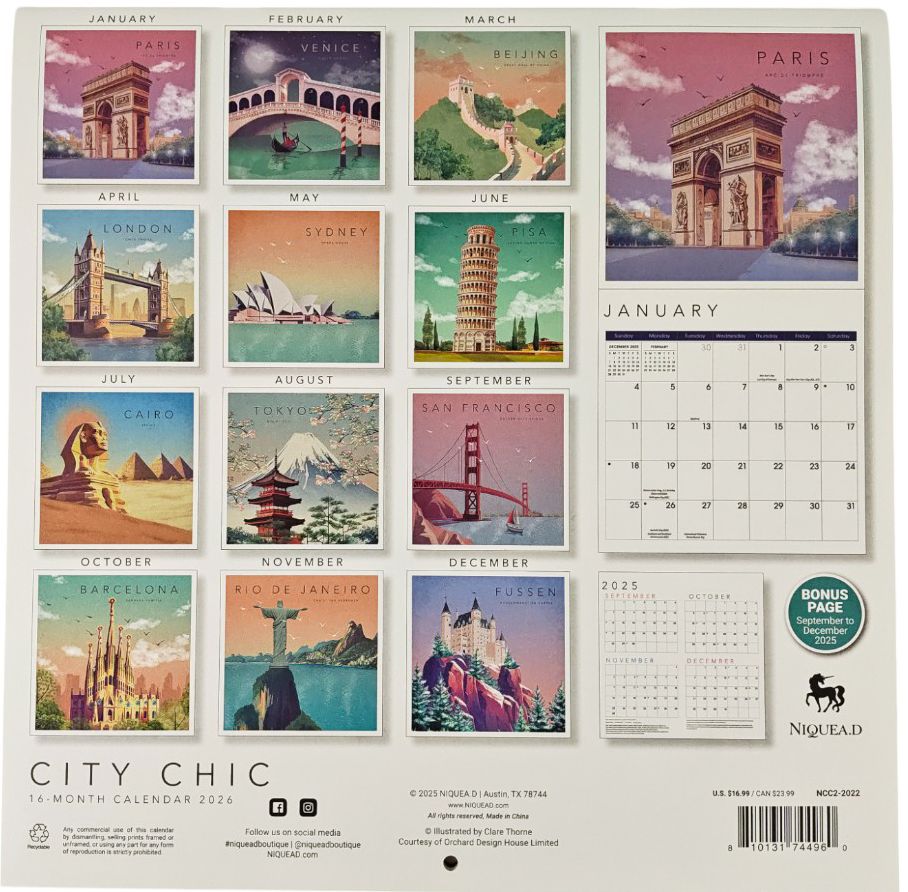 2026 City Chic Wall Calendar