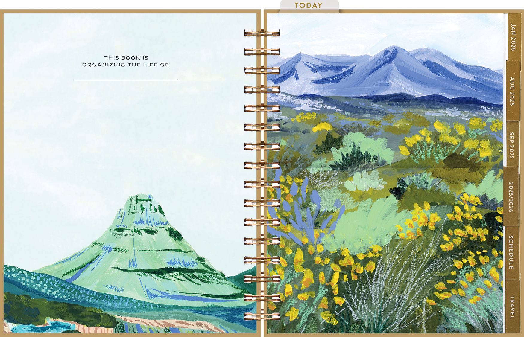 2025-2026 On the Bright Side Blue Peaks 17 Month Hardcover Weekly/Monthly Planner