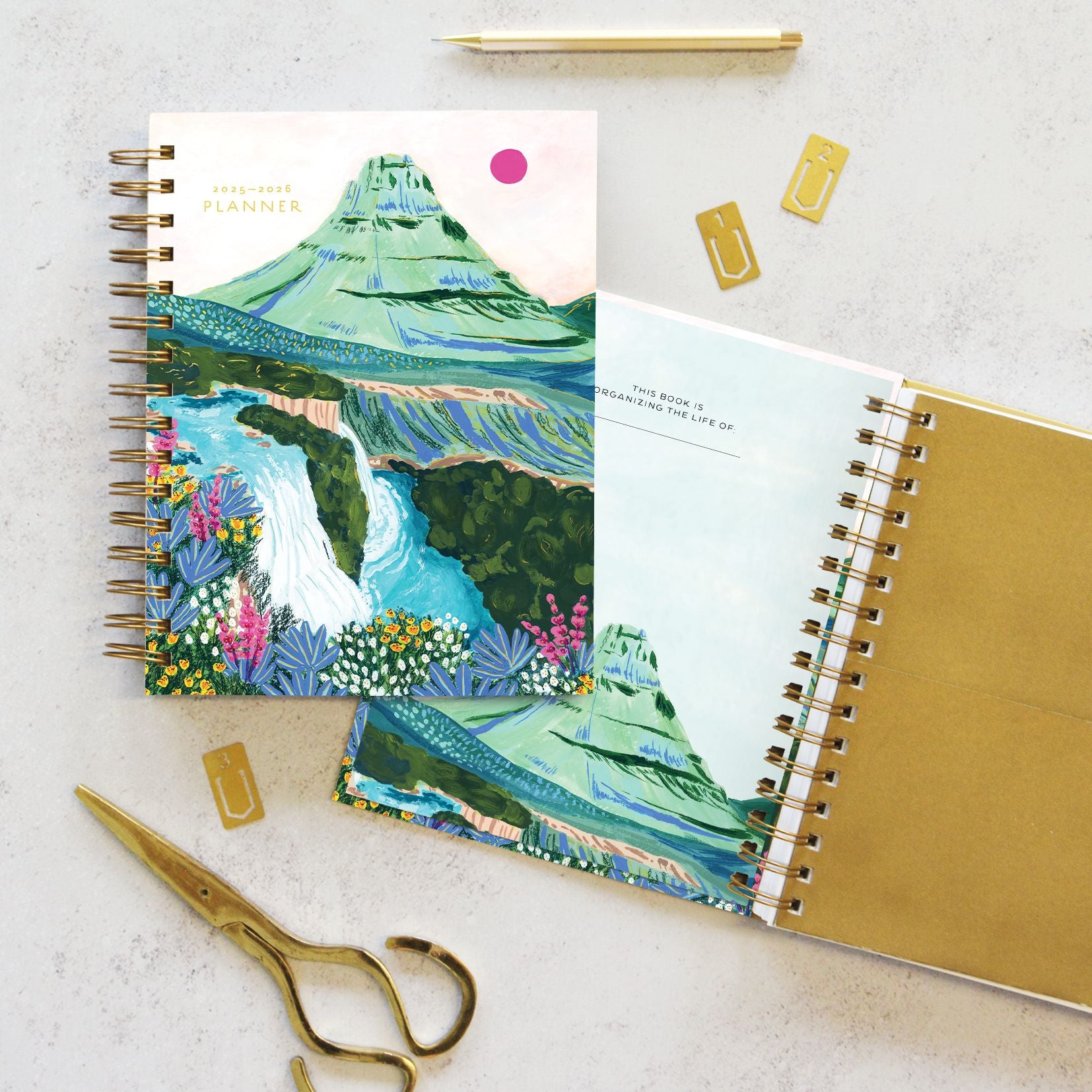 2025-2026 On the Bright Side Blue Peaks 17 Month Hardcover Weekly/Monthly Planner