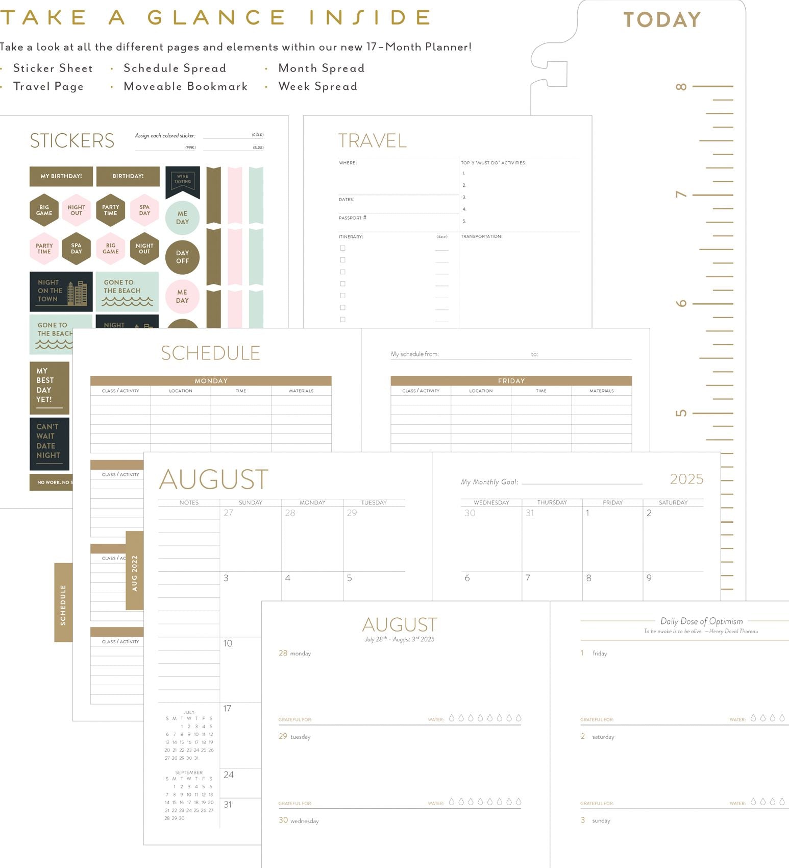 2025-2026 On the Bright Side Blue Peaks 17 Month Hardcover Weekly/Monthly Planner