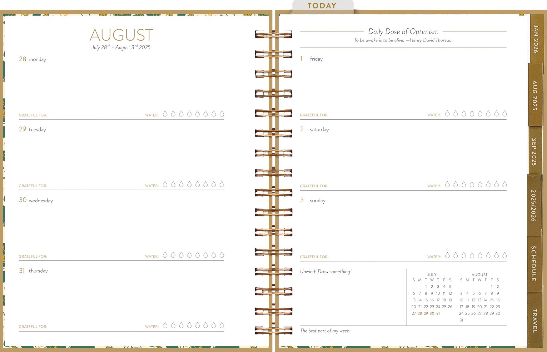 2025-2026 On the Bright Side Blue Peaks 17 Month Hardcover Weekly/Monthly Planner