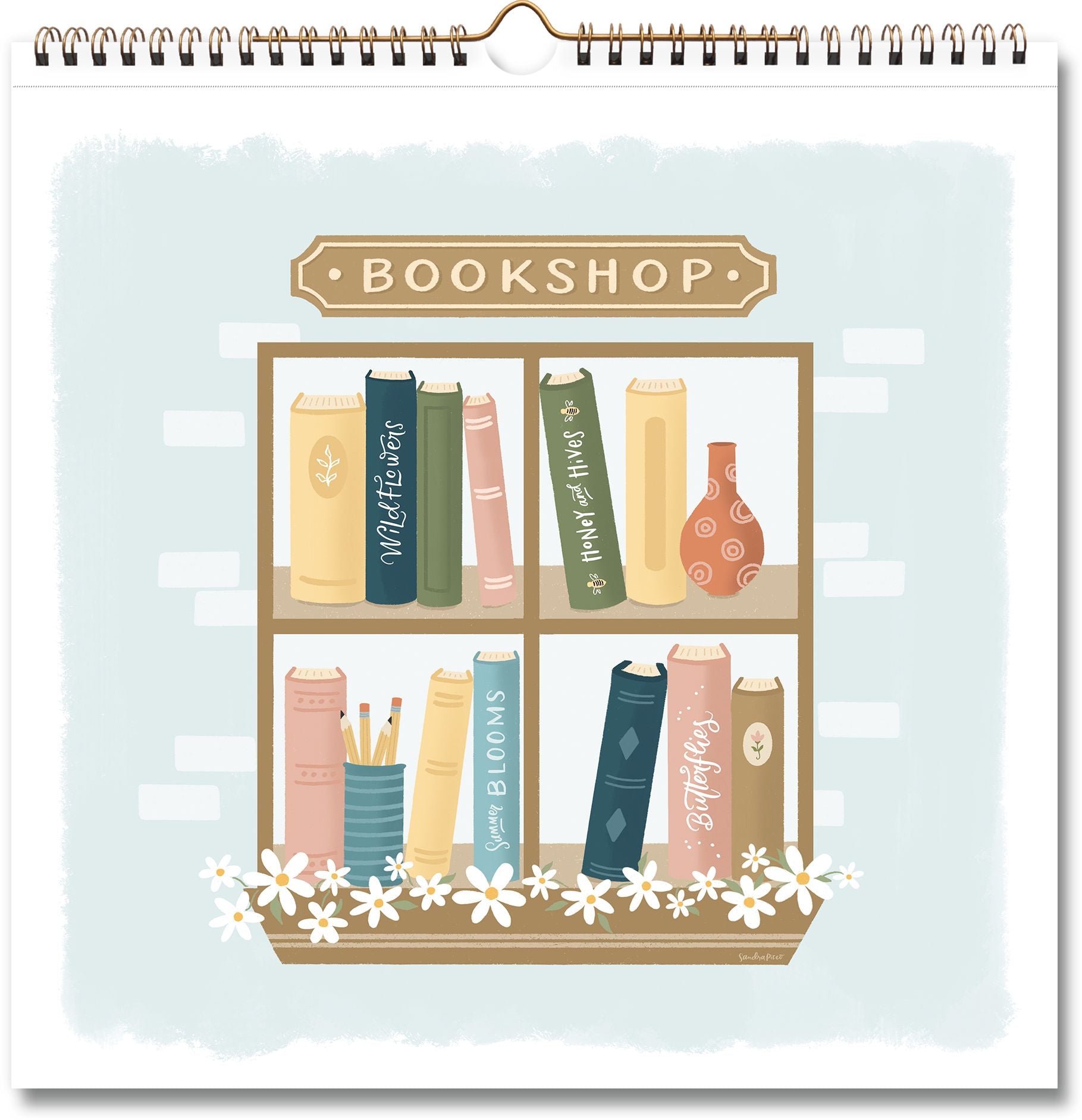 2026-2027 On the Bright Side Home is Where My Books Are Grid 17 Month Wall Calendar