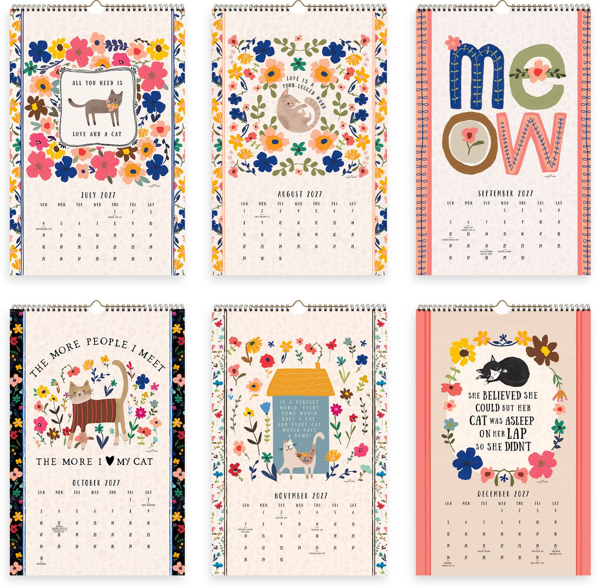 2027 On the Bright Side Cat Person Grid Wall Calendar