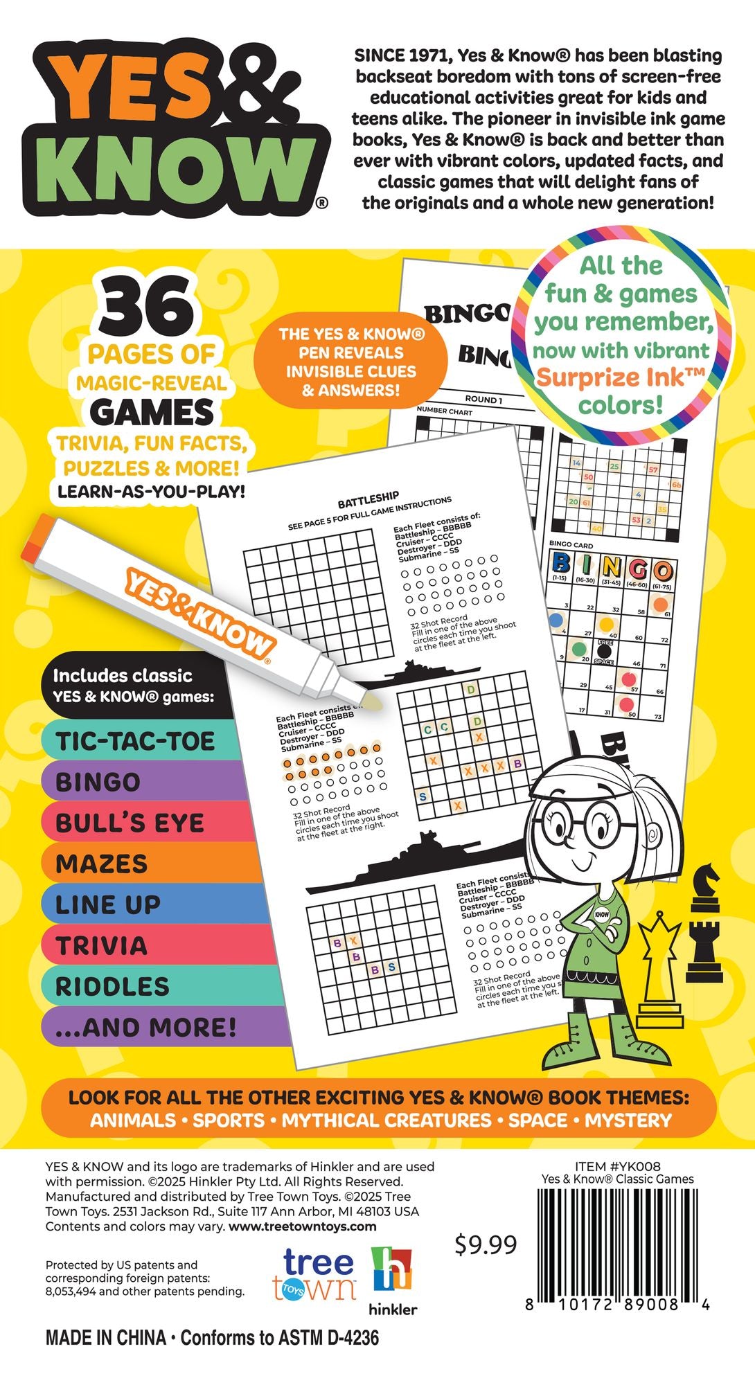 Yes & Know, The Original Invisible Ink Trivia Game Books- Classic Games