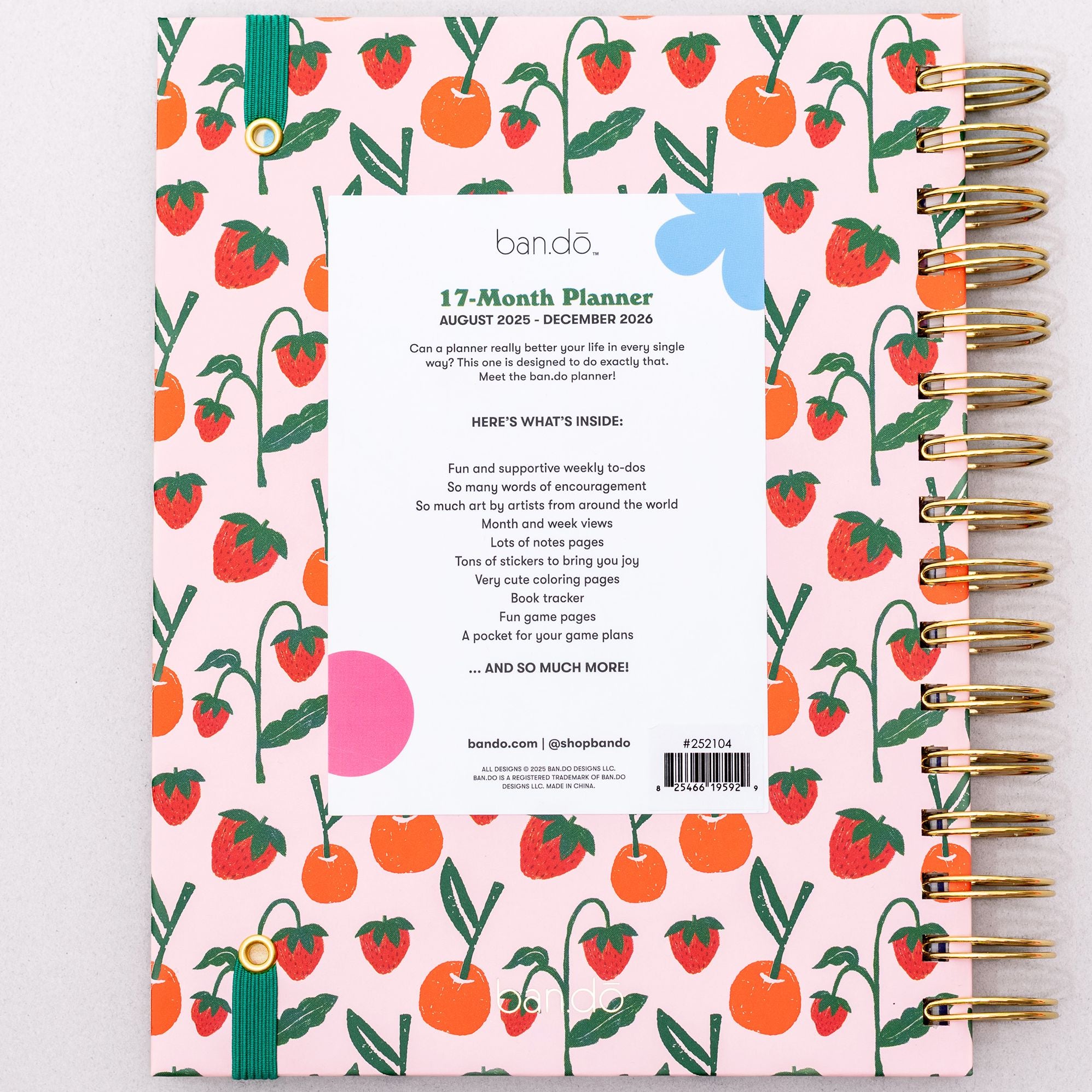 2025-2026 17 Month Medium Planner, Cherries and Strawberries