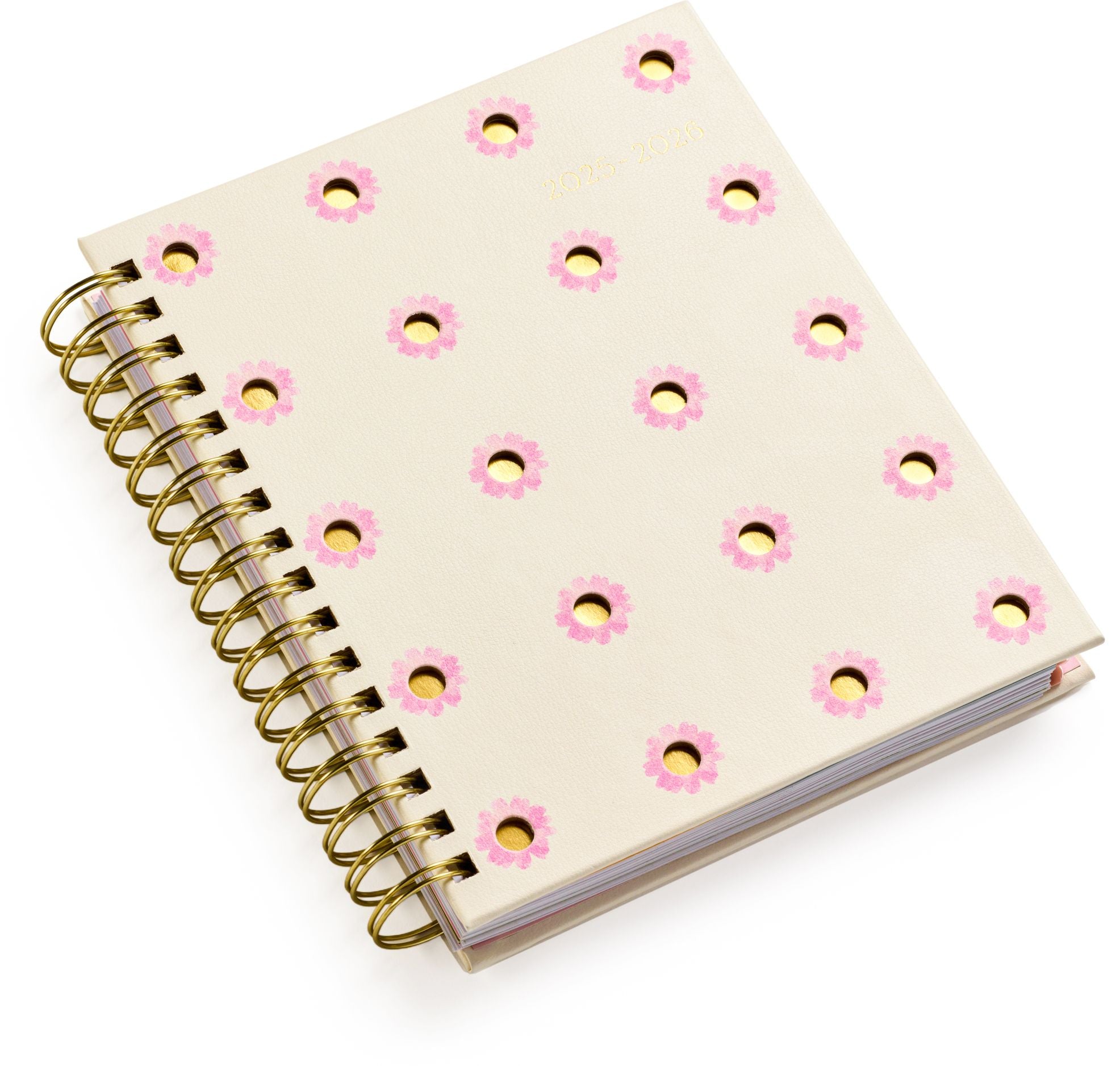 2025-2026 Fun Spiral Die-Cut Pink Sunflowers 18-Month Planner