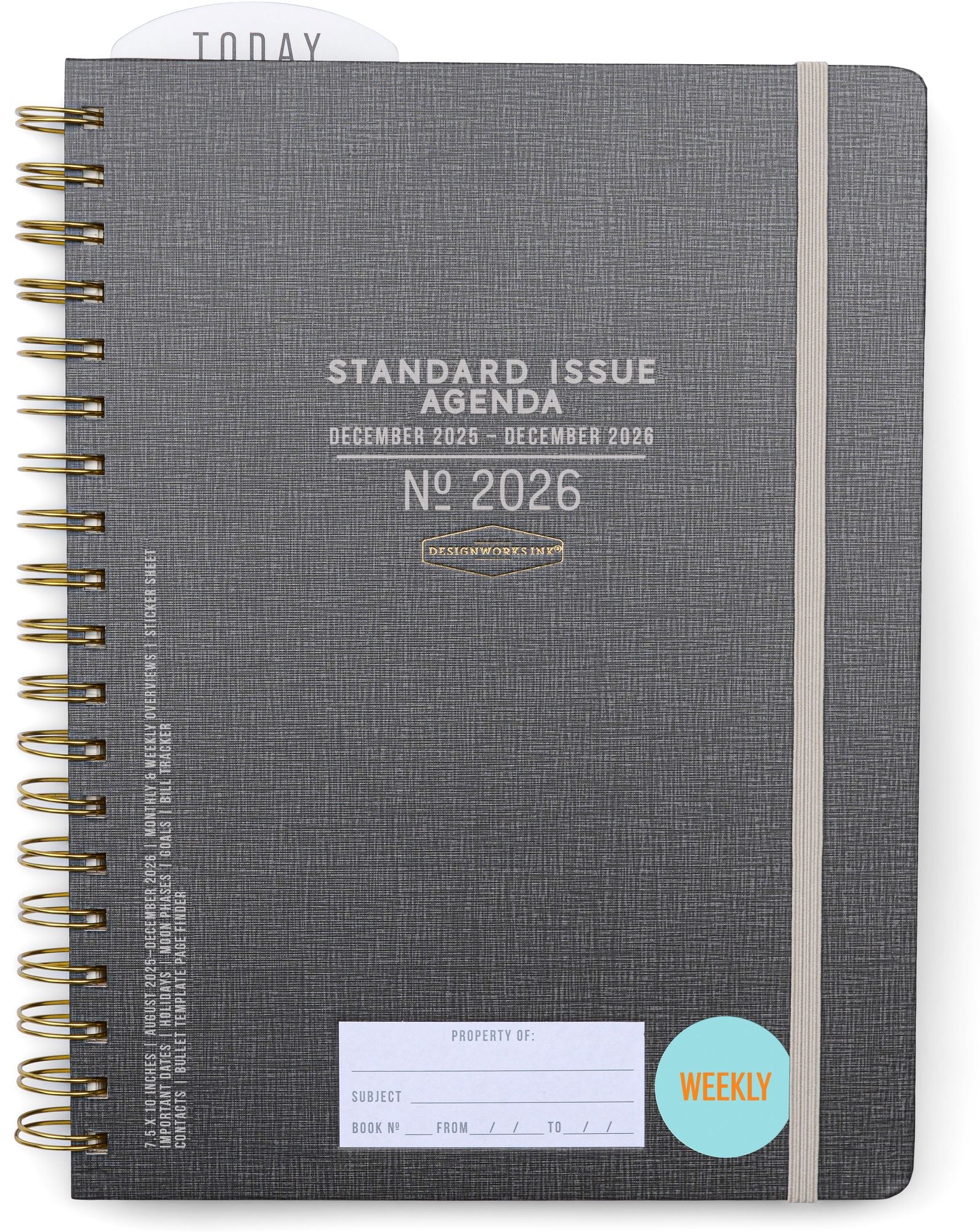2025-2026 Charcoal Standard Issue 7.5" x 10" Weekly Planner