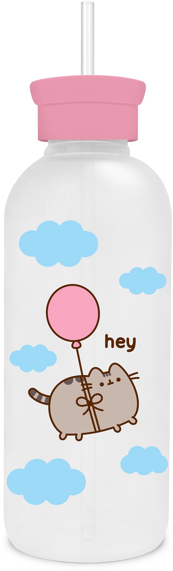 Pusheen Balloon Ride Glass Water Bottle with Straw