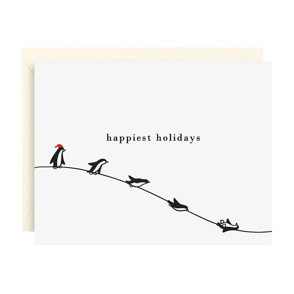 Christmas Penguins Letterpress Stationery Set