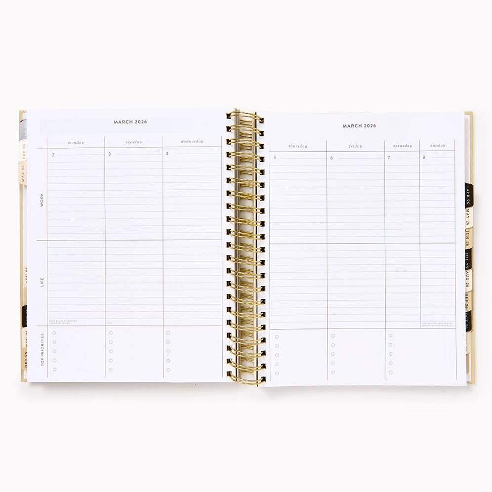 2025-2026 Paper Source B+W Minimalist Weekly Desk Planner