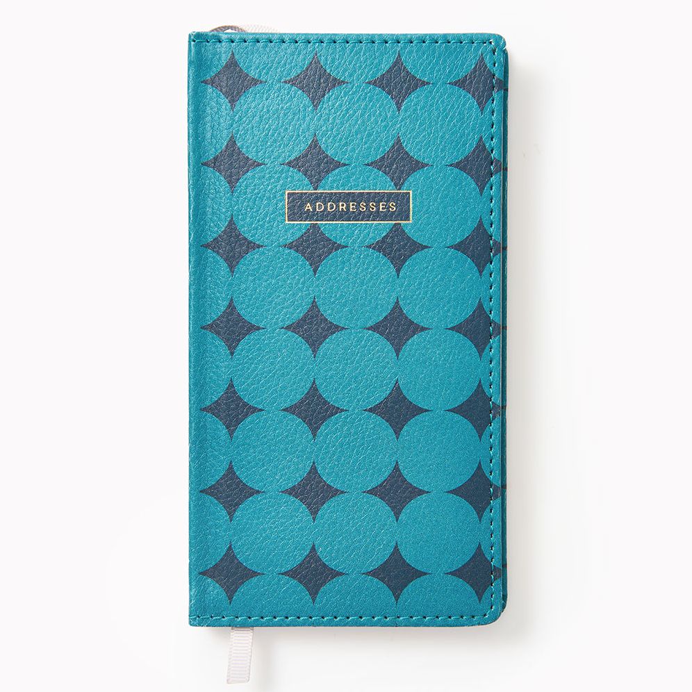 Teal Diamond Paper Wasp Slim Address Book