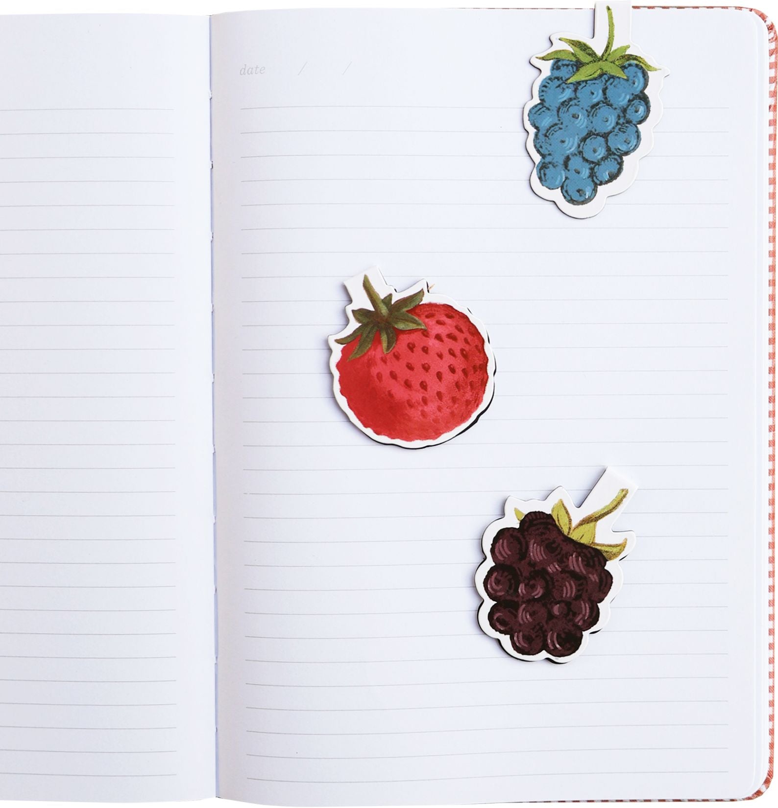 Picnic Berries Book Cloth Journal With Magnetic Bookmarks