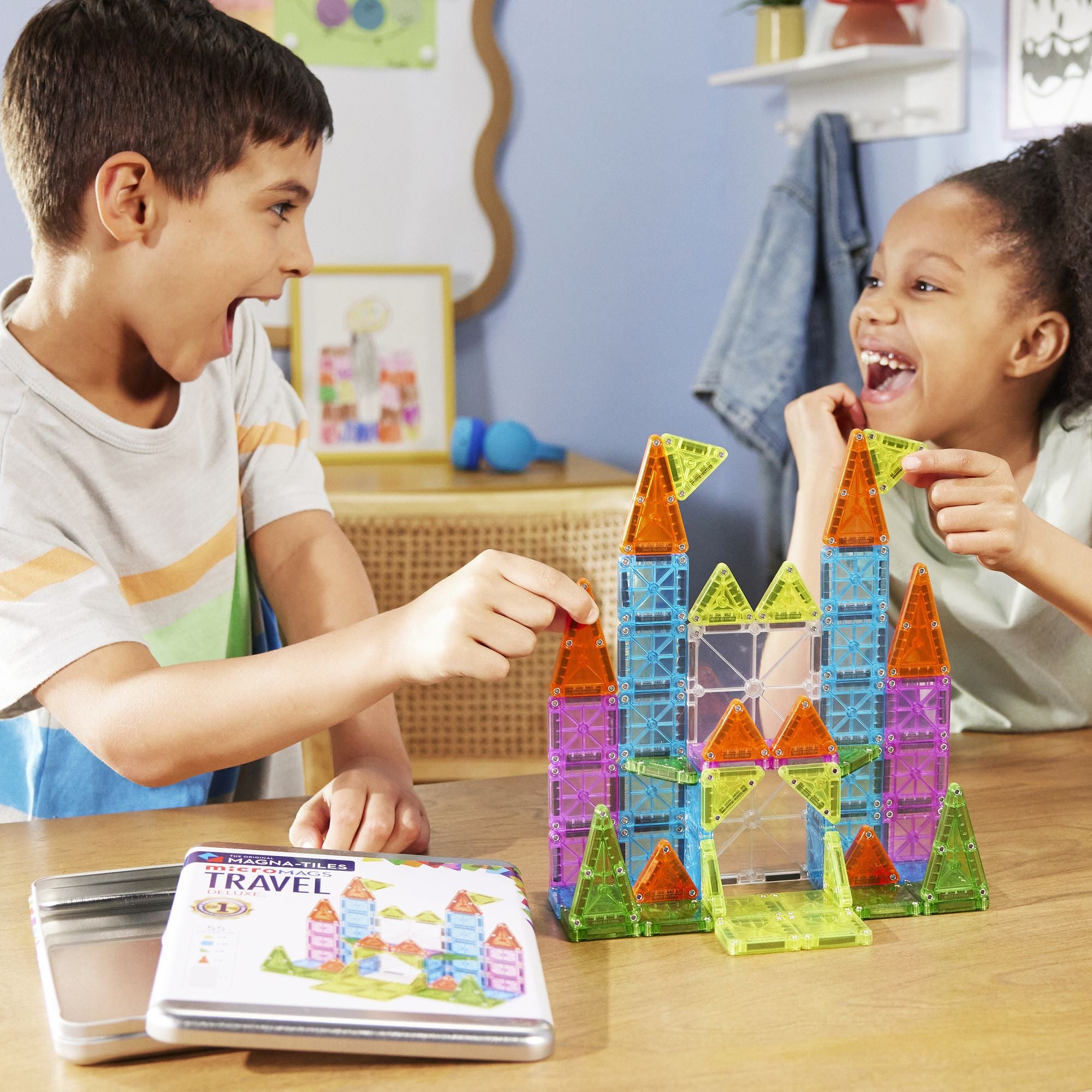 MAGNA-TILES® Travel Set Deluxe 55-Piece Magnetic Construction Set, The Original Magnetic Building Brand