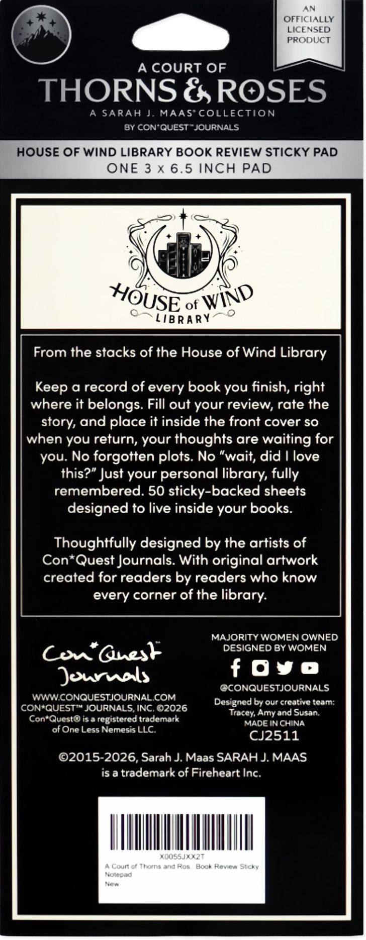 A Court of Thorns and Roses, House of Wind Library Reviews Sticky Notepad