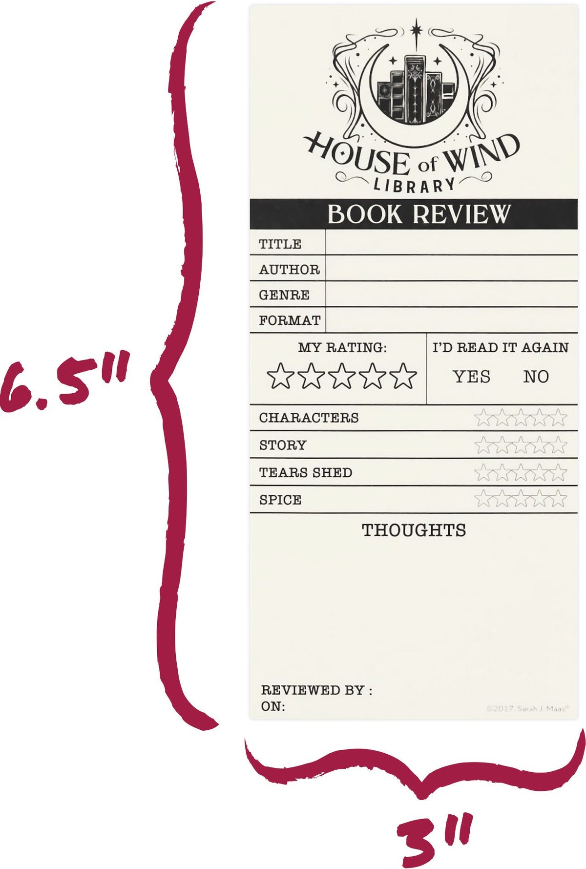 A Court of Thorns and Roses, House of Wind Library Reviews Sticky Notepad