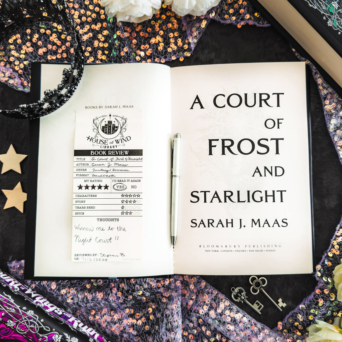 A Court of Thorns and Roses, House of Wind Library Reviews Sticky Notepad