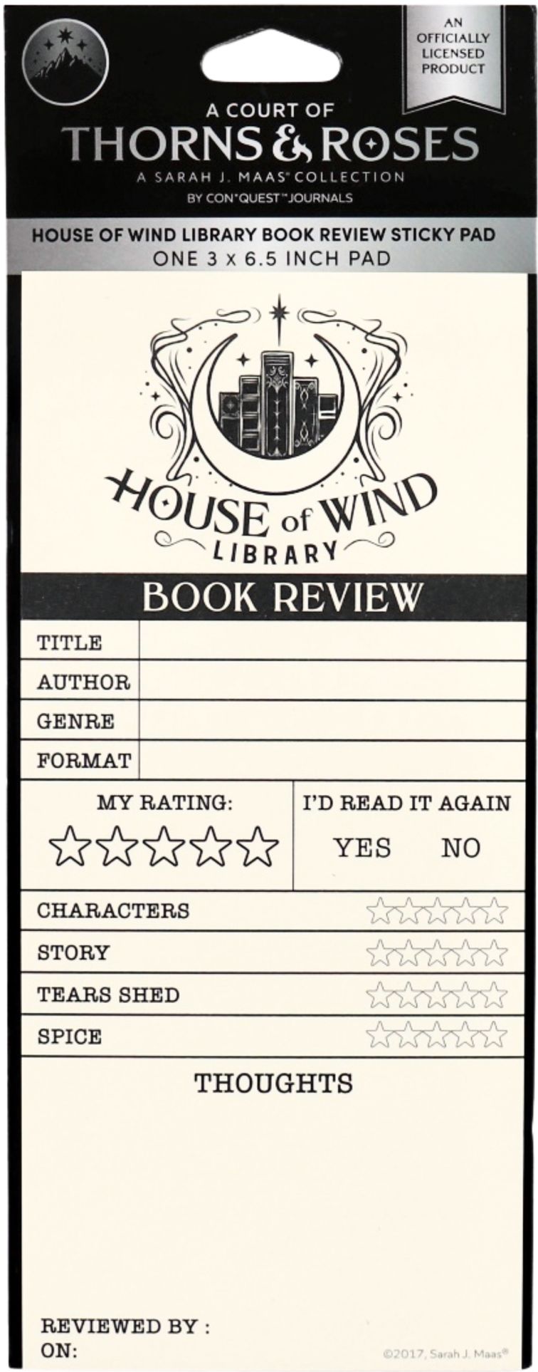 A Court of Thorns and Roses, House of Wind Library Reviews Sticky Notepad