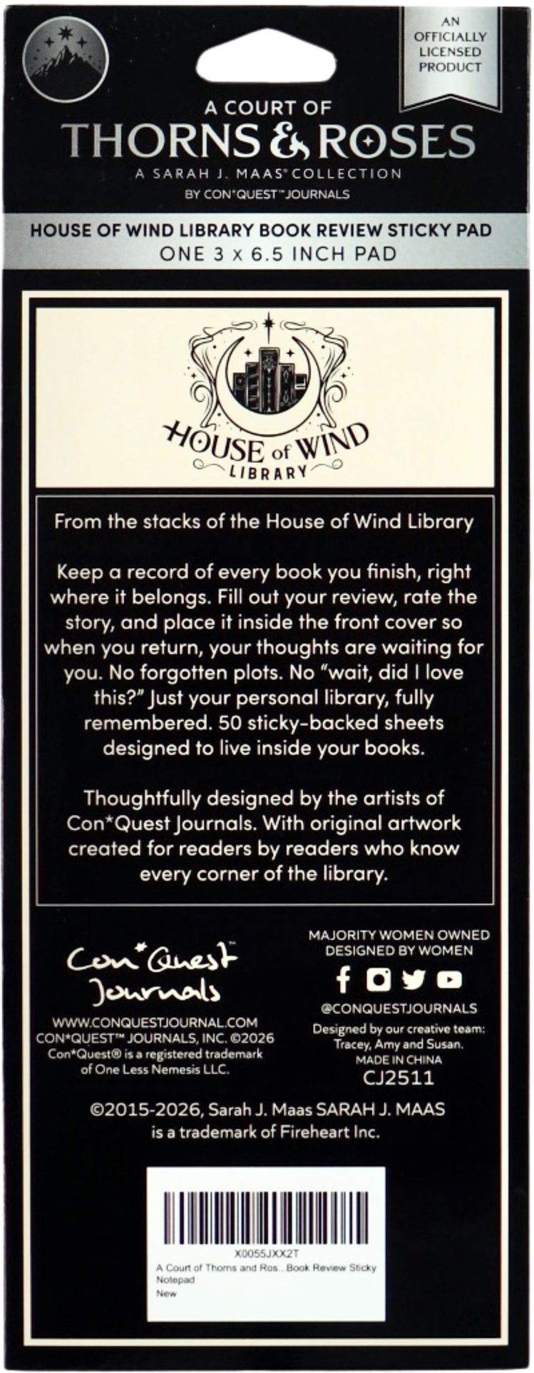 A Court of Thorns and Roses, House of Wind Library Reviews Sticky Notepad