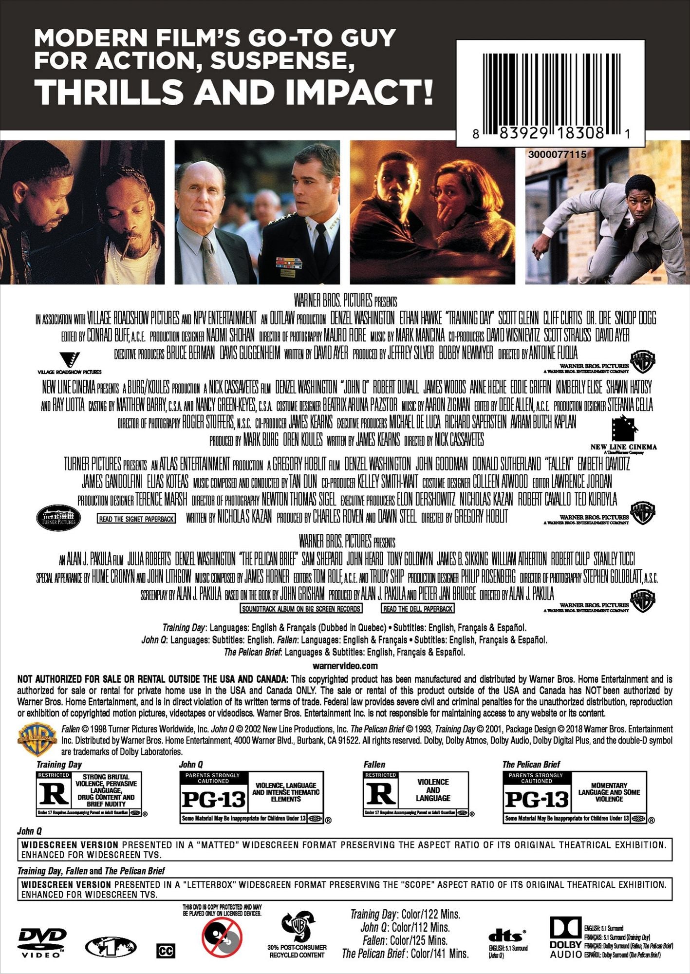 Denzel Washington Collection: 4 Film Favorites [4 Discs]