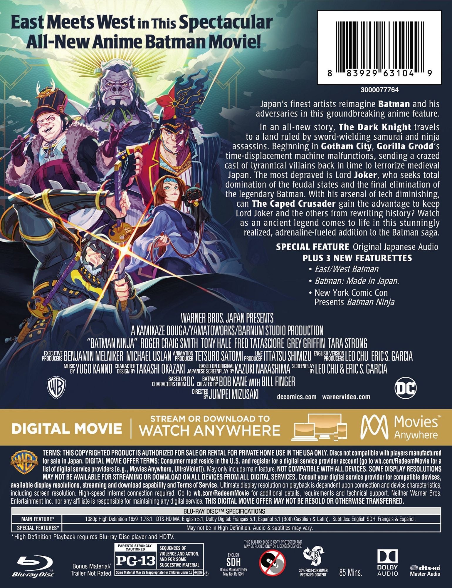 Batman Ninja [SteelBook] [Includes Digital Copy] [Blu-ray/DVD]