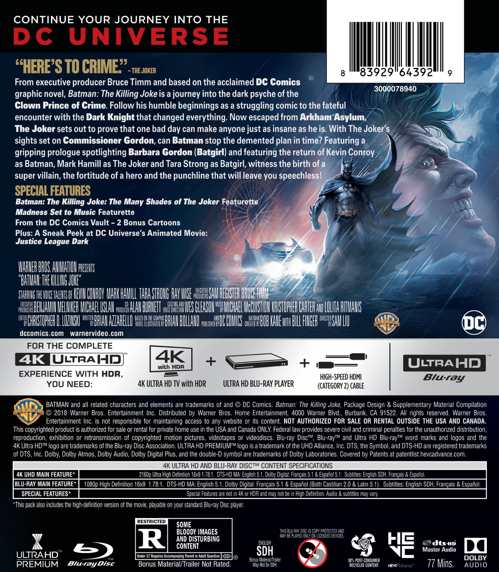 Batman: The Killing Joke [4K Ultra HD Blu-ray/Blu-ray]