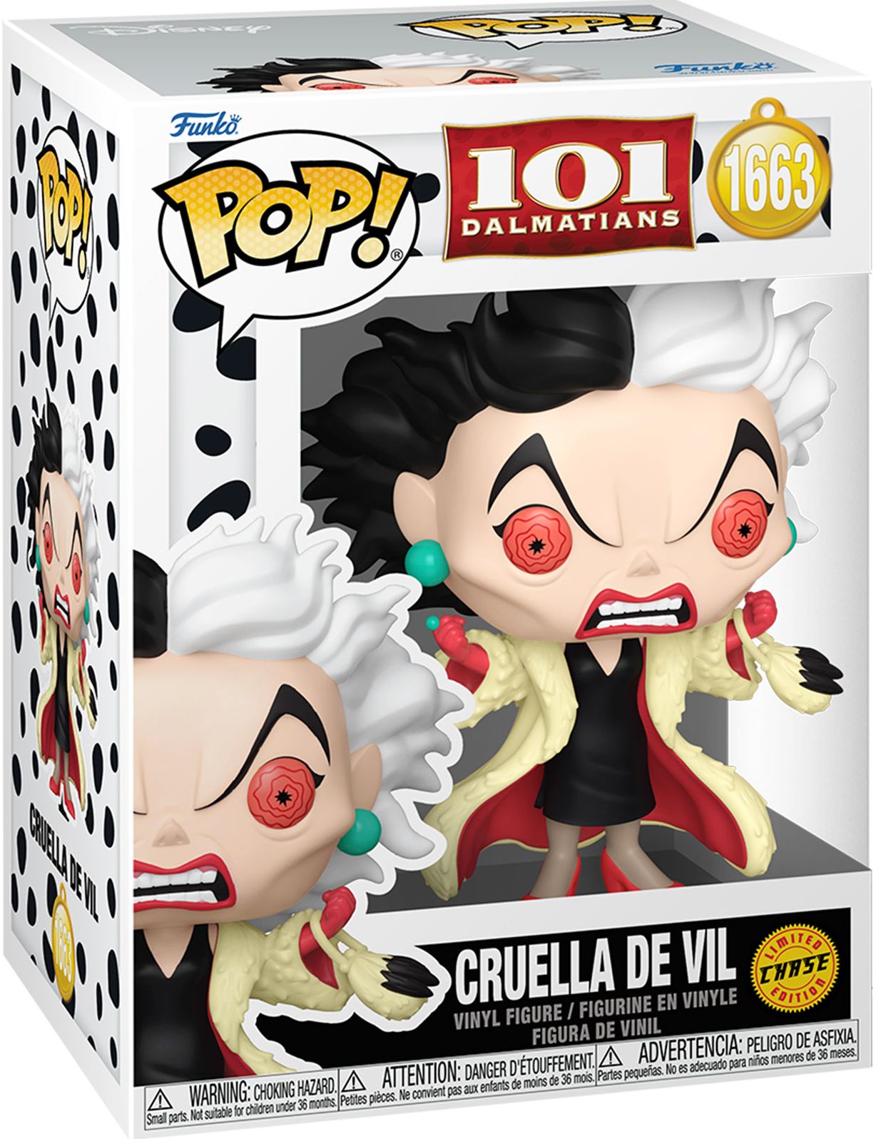 Funko POP! Disney: 101 Dalmations, Cruella De Vil , 1/6 Odd of Chase