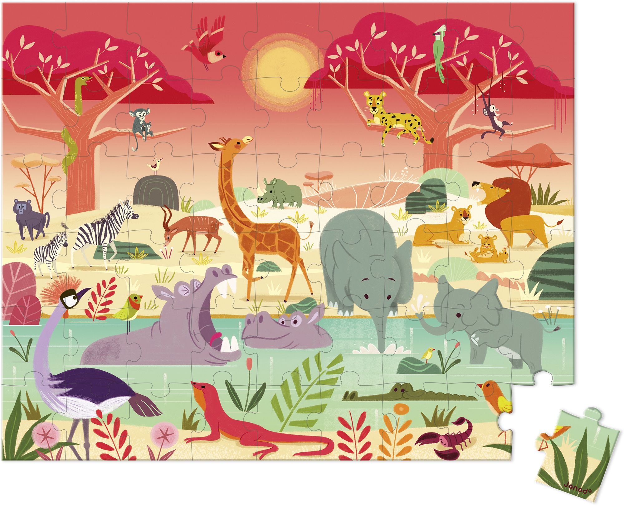 African Animal Reserve 54 Piece Puzzle