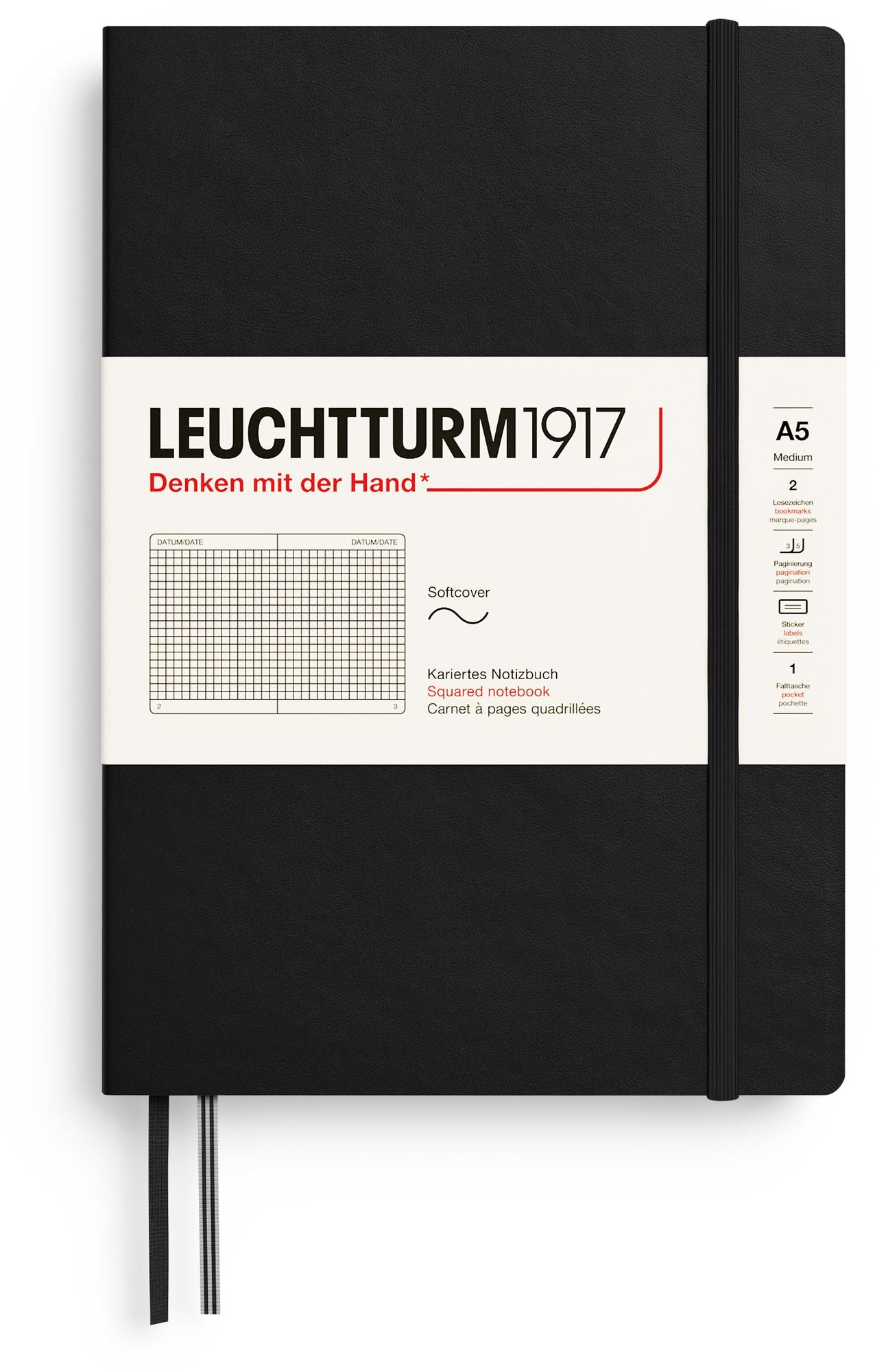 Black, Softcover, Medium (A5), 123 p., squared