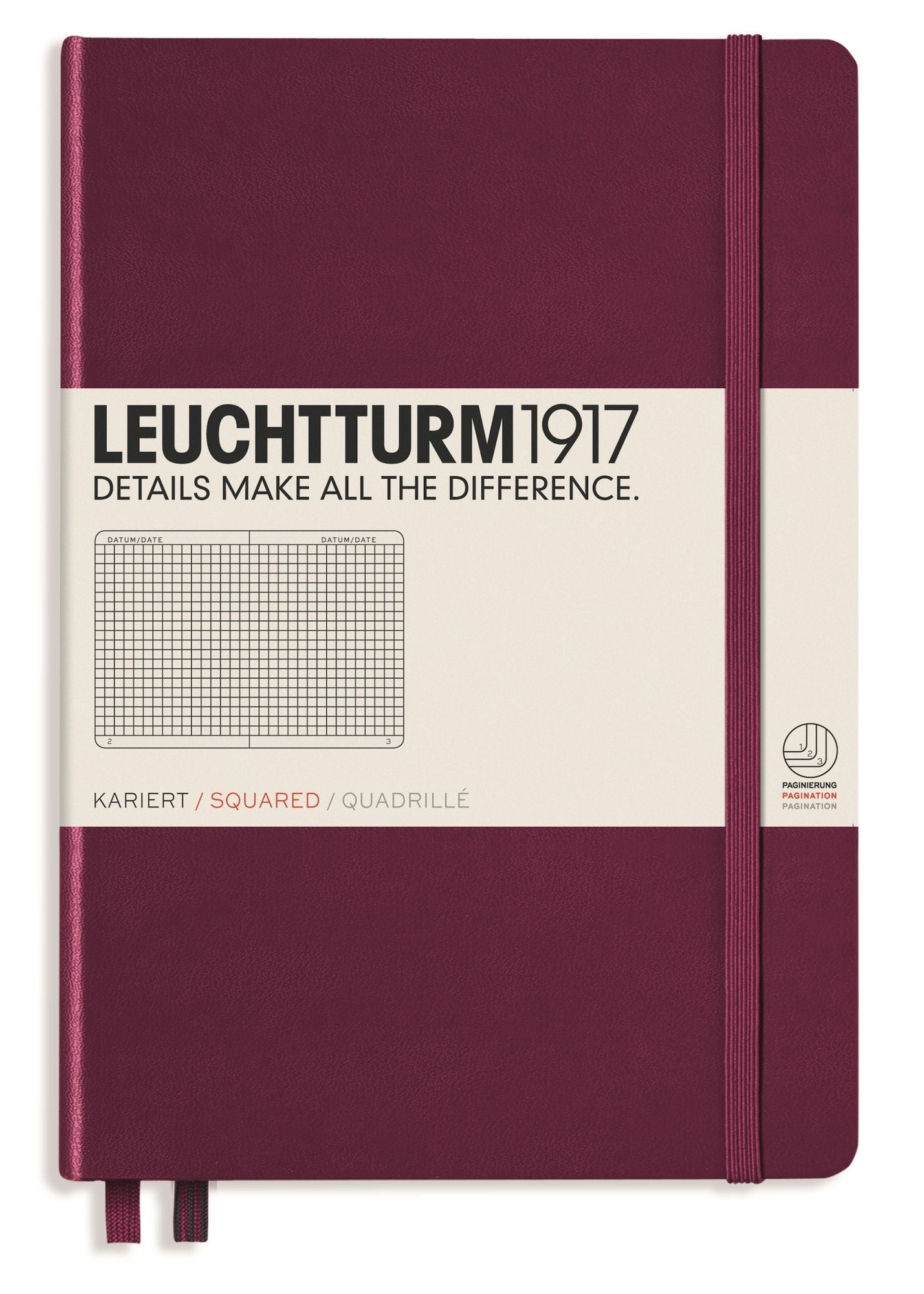 Leuchtturm1917 Port Red, Medium, Squared Journal