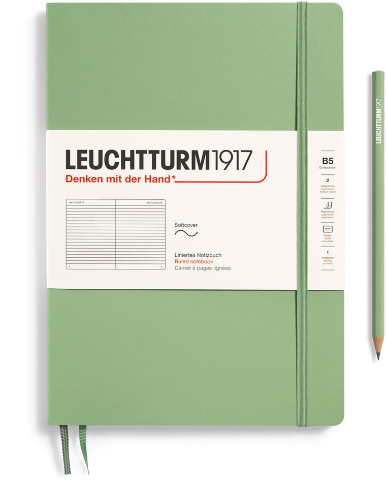 Leuchtturm1917 Sage, Softcover, Composition (B5), 123 p., ruled