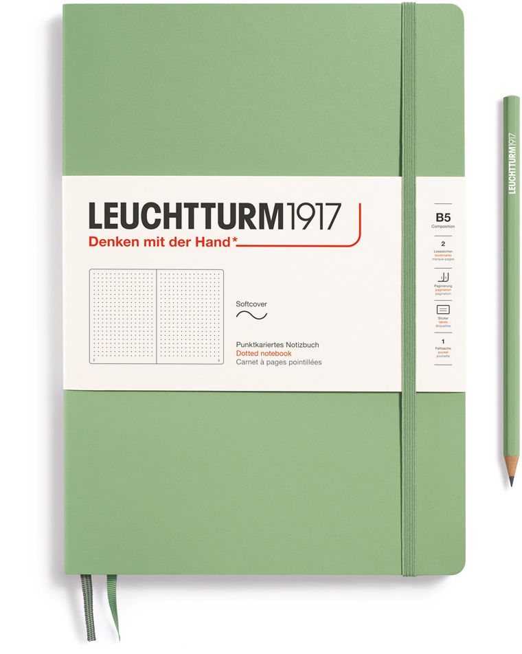 Leuchtturm1917 Sage, Softcover, Composition (B5), 123 p., dotted