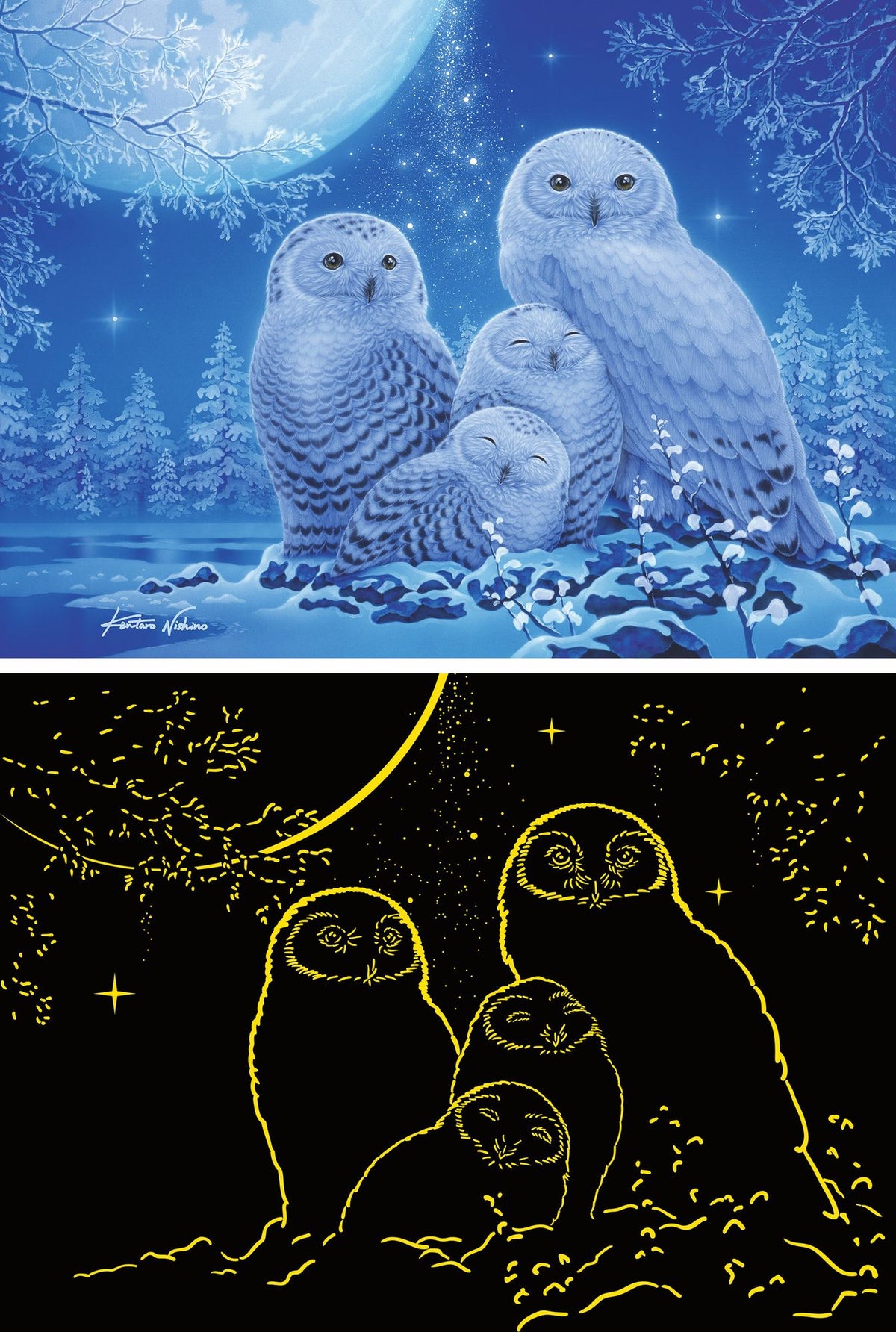 Owls in the Moonlight Glow-in-the Dark 500 pc Puzzle