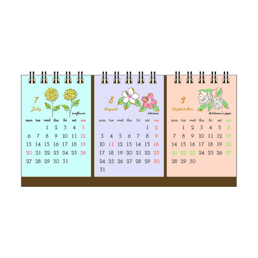 2026 3Month Desktop Calendar Flower