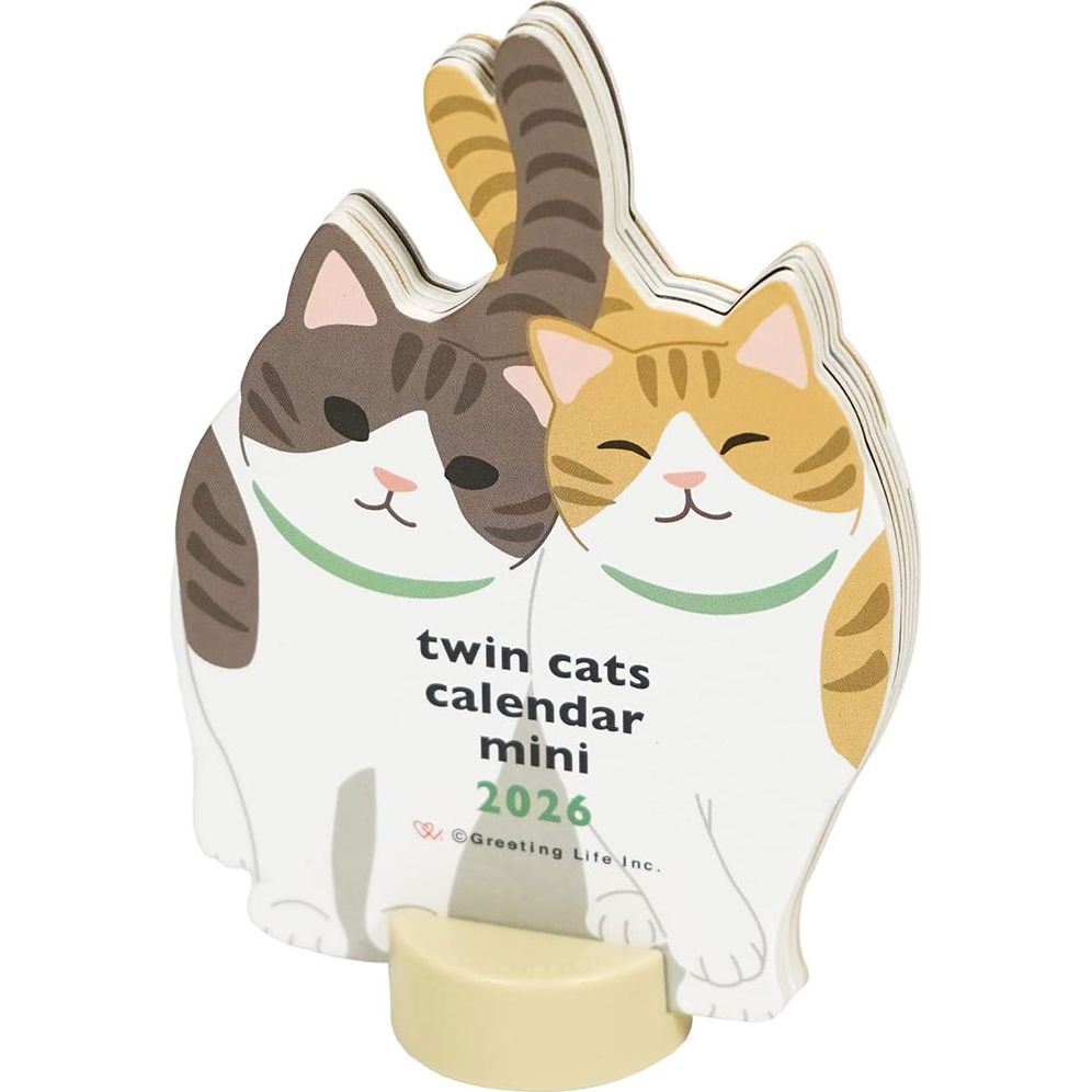 2026 ANIMAL DIE CUT MINI CALENDAR-TWIN CATS