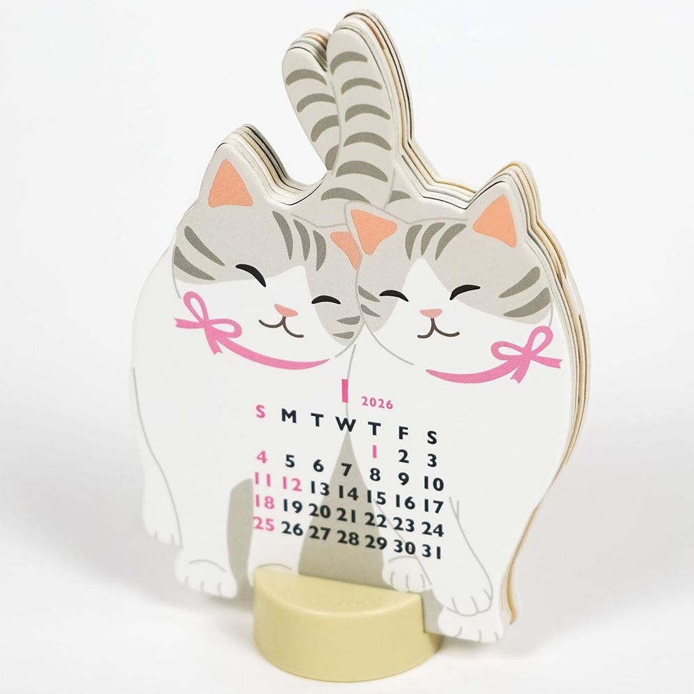 2026 ANIMAL DIE CUT MINI CALENDAR-TWIN CATS