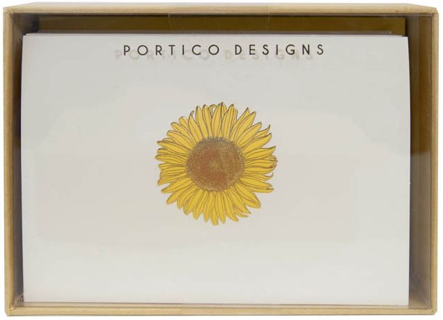Correspondence Boxed Notecards Gold Sunflower